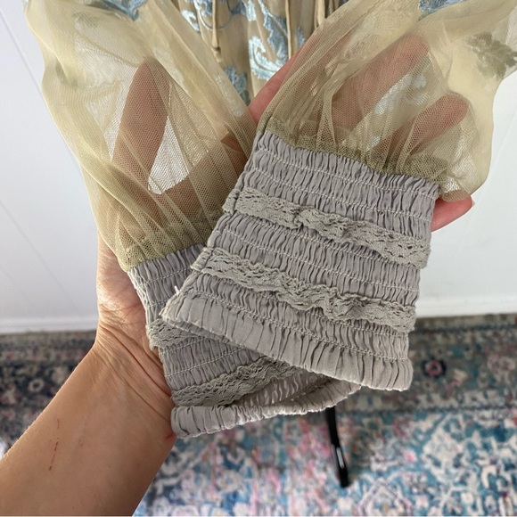 Free People Sheer Meadows Bodysuit Women’s Size XS Embroidered Blue Green NWT - Picture 6 of 15